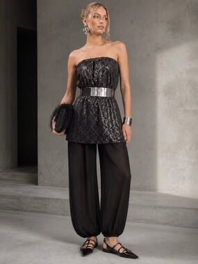 Tibi Sparkle Tube Dress – Charcoal Sequin Cocktail Mini